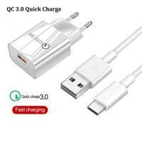 ที่ชาร์จแบตเตอรี่โทรศัพท์โทรศัพท์มือถือ QC 3.0 Fast EU Plug สำหรับ Xiaomi Mi 11 10 T Lite Poco X3 NFC F2 Pro OPPO A52 A72 F17สาย Type-C