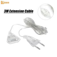 3M EU Power Extension Cable Plug Transparent Standard Power Extension Cord For Home Holiday Led String Light Christmas Lights