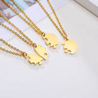 4 Pieces Puzzle Hert Necklace Pendant Cutsom Name ID Tags Friendship BFF Siser Brother Gift