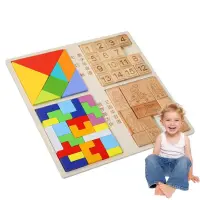 Colorful 3D Puzzle Wooden Educational Toys Tangram Math Game Children Pre-school Magination Shapes Puzzle Toy For Kids Jigsaw carefully