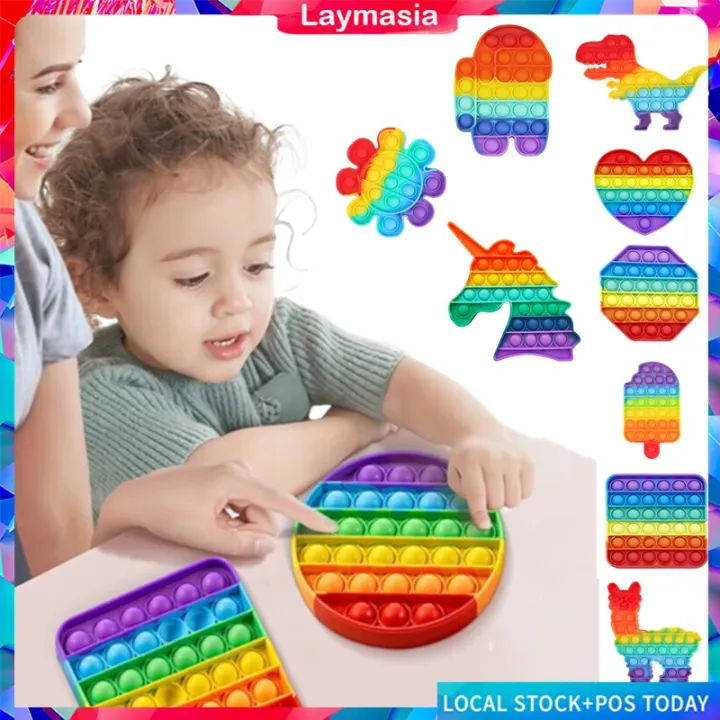 Ready Stock Rainbow Pop It Fidget Toys murah Bubbles Push Popping Toy