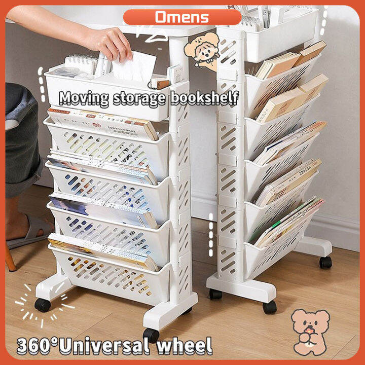 5/6 layer Desktop Book Shelf Under the table Trolley Cart Moving Rack
