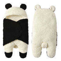 ผ้าห่มเด็กทารกแรกเกิด Soft Baby S Cartoon Lamb Wool Black &amp; White Soft Hooded Swaddle Blanket