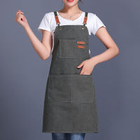 Cooking Apron Adjustable Straps Grease-proof Chef Bib with Pockets Kitchen Salon Beauty Stylist Housekeeping Crafting Work