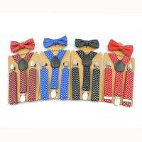 【YF】✉◐  Suspender Trousers Pants Holder Braces Bow tie Set Kids Boys Children Dot Y-Shape Bowtie