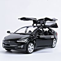 1:32 Tesla MODEL X Alloy Car Model Diecasts Toy Vehicles Simulation Metal Sound Light Pull Back Miniature Car Children Toys Boy