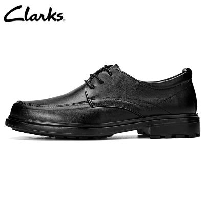 Clarks_ Mens Dress Unlott Plain Black รองเท้าทางการ รองเท้าหนังลำลองสำหรับผู้ชายธุรกิจ