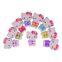 50pcs/lot Lovely Kitty Cat Painting Wooden Buttons For Clothing Sewing Needlework Accessories For Clothes Decorative Button