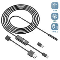 อุตสาหกรรมกล้อง Endoscope IP67กันน้ำ5.5มิลลิเมตร7มิลลิเมตรกล้อง3IN1สำหรับศัพท์ Android PC USB กล้อง Endoscope 6LEDs ปรับ