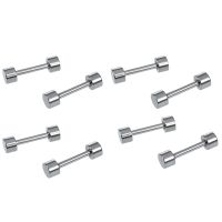 4 Pair of Mens Barbell Titanium Steel Ear Studs Earrings 3mm Silver Color