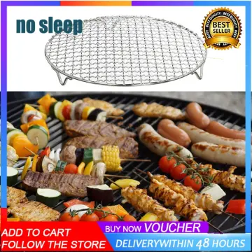 stainless steel BBQ Grill Meshes Oven Net Wire Steaming Kebab Barbecue Mesh  Rack Kitchen bread cold