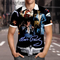 Summer  the King Elvis Presley Polo Shirt 3d Rock Shirt Summer Short Sleeve Shirt Men Shirts 2023 Oversized 5xl Shirt Chemise Homme-566 2023 new polo shirt