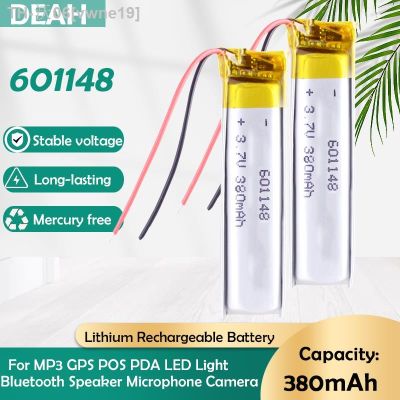 1-2PCS 3.7V 380mAh 601148 Rechargeable Lithium Polymer Battery For MP3 MP4 MP5 GPS Toys Reading Pen Bluetooth Headset Lipo Cell [ Hot sell ] vwne19