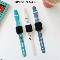 【CHUYANG SHOP】  สายตกแต่งสำหรับ Apple Watch Band 41มม. 45มม. Correa 38/42มม. เข็มขัดซิลิโคนพิมพ์สร้อยข้อมือ IWatch Serie 7 5 4 SE 6 44มม. 40มม.