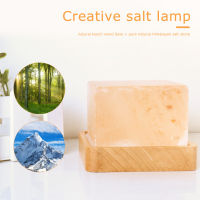 USB Himalayan Salt Lamp Healthy Ionizer USB Air Purifier Hand Carved Rock Salt Lamp Lighting Dimmable Night Light Wooden Base