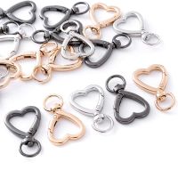 5Pcs Plated Heart Shape Rotation Lobster Alloy Spring Buckle Clasps Key Ring Holder Hook Carabiner for Jewelry Making Key Chains