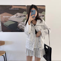 Spot parcel post[ Send in Seconds ]2023 Spring New Korean R T Lapel Classic Style Coat Short Two-Piece Overskirt Suit