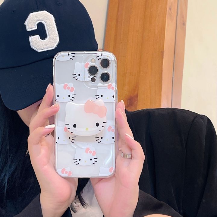 แมวลูกแมวน่ารักพร้อมเคสมือถือใสตั้งได้สำหรับ-iphone-11-12-13-14-pro-max-xr-xs-max-8-7-6-plus-se-2020อ่าวการ์ตูนกันกระแทก