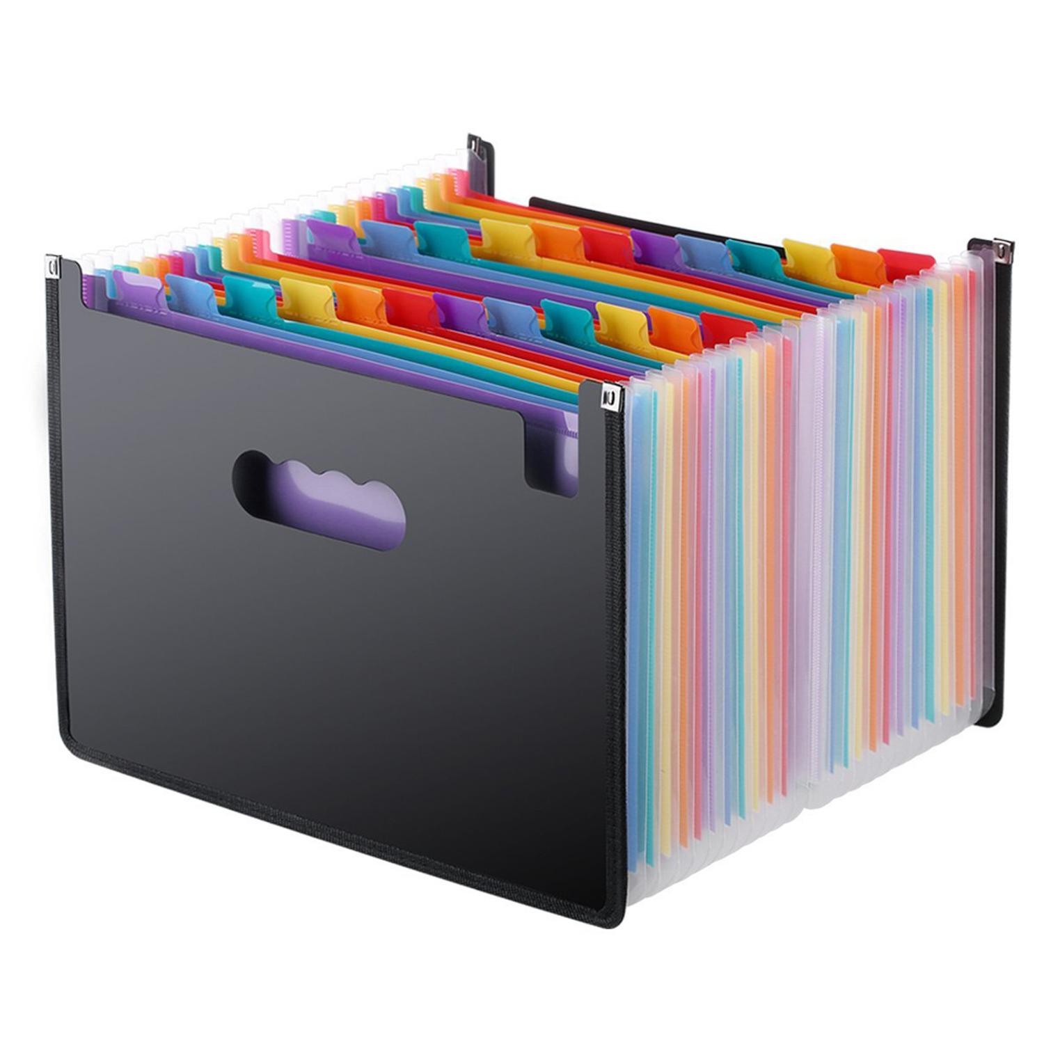 Expanding File Folder Organizer,Accordian File Organizer,Accordion Document Organizer,Expandable Filing Folders with 13 Pocket,Letter Size,Portable File Box for Paper Bill Receipt Storage Color Black 