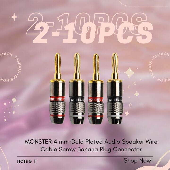 nanie-it-monster-4-mm-gold-plated-audio-speaker-wire-cable-screw-banana-plug-connector-จำนวน-2-4-6-8-10-ชิ้น-premium-product