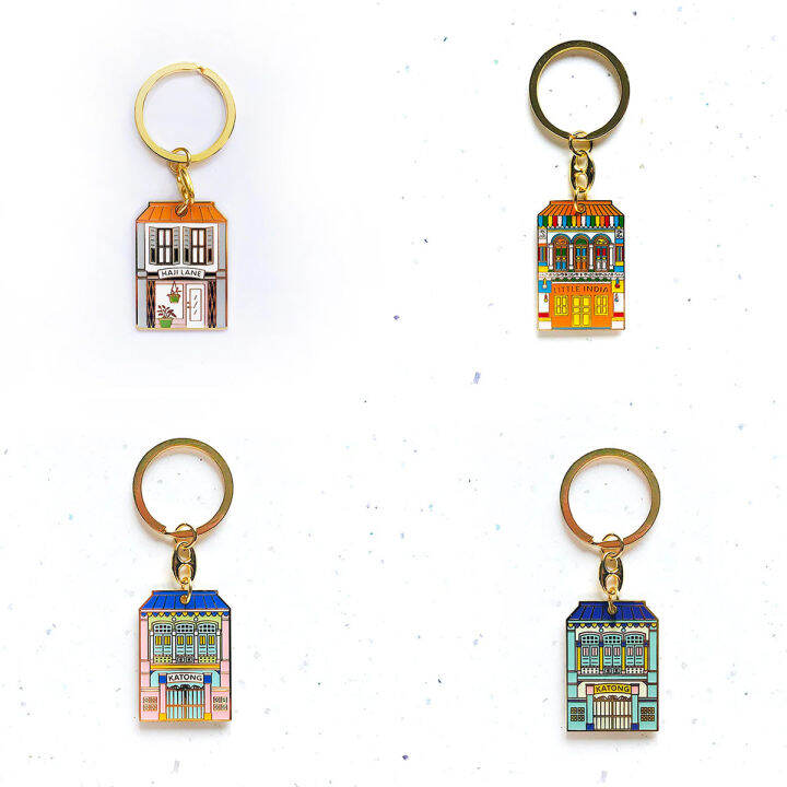 Singapore Souvenir Keychains Iconic Places / Architecture / Shophouses (4 designs) Lazada