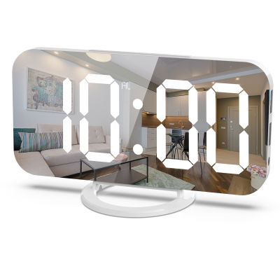 LED กระจกนาฬิกาตั้งโต๊ะนาฬิกาปลุกดิจิตอล Snooze แสดงผลเวลากลางคืนไฟตั้งโต๊ะ USB นาฬิกาปลุกของขวัญตกแต่งบ้านสำหรับเด็ก