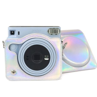 กระเป๋ากล้องหนัง PU สำหรับ Fujifilm Instax Polaroid SQ1สี่เหลี่ยมสีสันสดใสฝาครอบเคสป้องกันกล้องพร้อม Tali Bahu