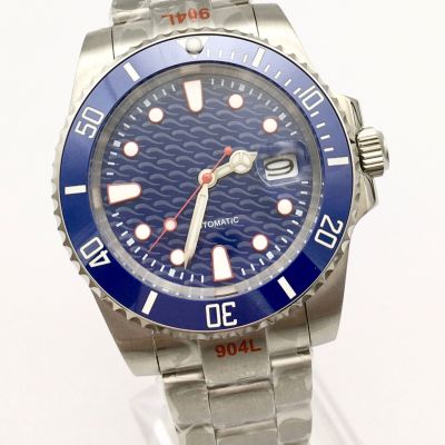 40mm Blue Dial Automatic Mens Watch Ceramic Ring Automatic Watch Mechanical Mens Watch Clock Jubilee Strap