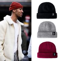 【YD】 Hot Sale Short Beanie Hat Men Ribbed Knitted Cap Baggy