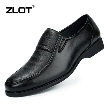 All black clearance leather slip on