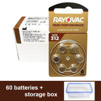 (ในสต็อก) 60x Rayovac Peak เครื่องช่วยฟังแบตเตอรี่312 A312 P312 PR41 UK 1.45V Zinc Air ITC HSE เครื่องช่วยฟังเสียงเครื่องขยายเสียง **