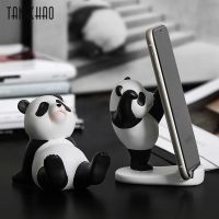 Panda Figurines For Interior Universal Cell Mobile Phone Stand Holder Modern Resin Sculpture Statue Home Office Desk Decor