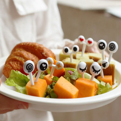 yizhuoliang 10ชิ้น/เซ็ต MINI plugs CUTE Cartoon Eyes Kawaii อาหารกลางวัน Bento BOX อาหารผลไม้ส้อม