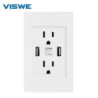 [HOT GELLXKOWOIGHIO 527] VISWE US มาตรฐาน Dual Usb Wall Plug SocketDouble 2.1A ซ็อกเก็ต Usbwhite/black/gold PC ทนไฟแผง118มม. X 76มม.