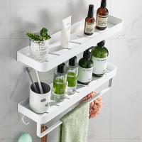 No Drill Bathroom Shelf Shelves Towel Rack Shampoo Shower Storage Rack Holder Toilet Kitchen Organizer Bathroom Accessories