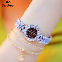 BS Bee Sister ผู้หญิงขายร้อนนาฬิกานำเข้า Rhinestone เพชรเกรอะกรังแฟชั่นหรูหราสแตนเลสควอตซ์นาฬิกาข้อมือของขวัญที่สง่างามสำหรับผู้หญิง-เงินสีฟ้า