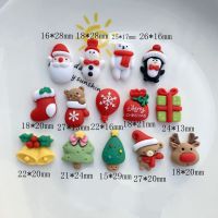 (Worry free) 20ชิ้นคริสต์มาส Kawaii ซานตาคลอส Snowman Bell Deer แบนกลับเรซิ่น Cabochon Fit ตกแต่งโทรศัพท์ DIY Scrapbooking อุปกรณ์เสริม