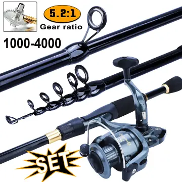 Spinning Fishing Rod Sets 1.8-2.4m Carbon Fishing Pole Strong Smooth 6BB  Spinning Fishing Reels for Saltwater Fishing