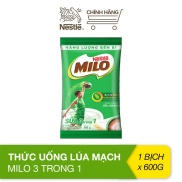 Bột Milo nguyên chất, Thức uống lúa mạch Milo 3 trong 1 bịch 600g