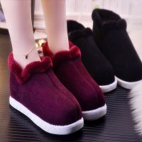 [COD] handmade old shoes winter home middle-aged and elderly warm indoor plus velvet thickened men women non-slip bottom