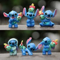 6pcs A Set Disney Stitch Toy Model Cute Cartoon Character Models Action Toy Figure Desktop Decoration Dolls Boy Kids X-mas Gifts