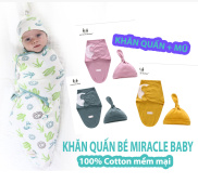 SET KHĂN QUẤN BÉ CÓ MŨ COTTON MIRACLE BABY, Ủ KÉN SƠ SINH KÈM MŨ