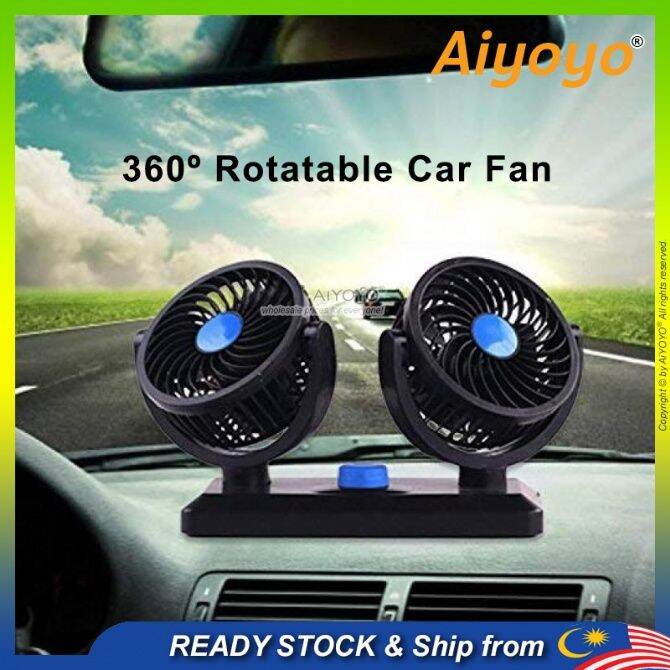 USB Car Fan Mini Single Double Head Electric Fan 2 Speed Kipas Kereta