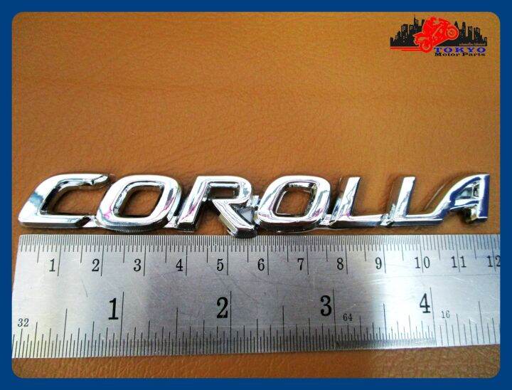 toyota-corolla-logo-emblem-chrome-sticker-size-12x1-5-cm-1-set-โลโก้-สติ๊กเกอร์-ข้อความ-corolla-สรโครเมี่ยม-พร้อมกาวติด