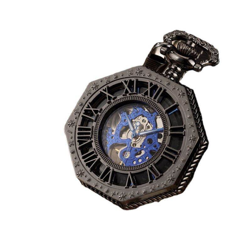 hot-selling-hollow-pocket-watch-carved-octagonal-mechanical-pocket-watch-vintage-roman-blue-digital