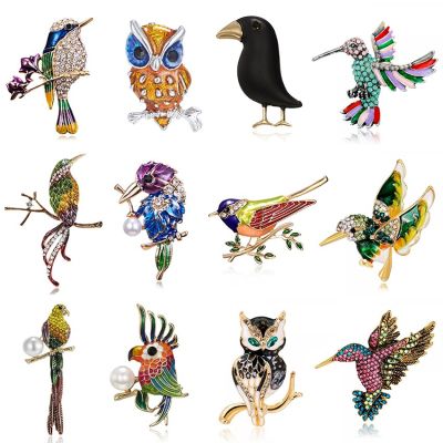 31 Styles Women Fashion Rhinestone Enamel Bird Brooch Cute Vivid Flying Fledgling Animal Brooch Scarf Dress Coat Lapel Pins Gift