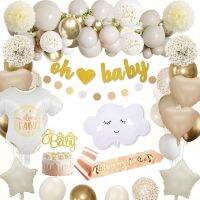 Dekorasi Baby Shower Dekorasi Baby Shower สำหรับเด็กหญิงเด็กชายลูกโป่งสีขาวจะเป็นคุณแม่ธงตกแต่งหน้าเค้กเค้กสายสะพายสำหรับ