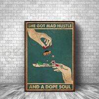 โปสเตอร์สร้างแรงบันดาลใจสำหรับ Hustlers - She S Got Mad Hustle และ Dope Soul - Hippie Wall Art Psychedelic ตกแต่งและของขวัญ