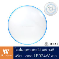 โคมไฟติดเพดาน โคมไฟเพดานกลม อคริลิค ขอบสีฟ้า/สีเหลือง LED 24W รุ่น WL-LED-5840-1-24W-(BL/YE)