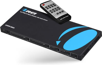 OREI 4K HDMI Matrix Switch 4 X 2, Switcher 18G UltraHD with Arc Supports Upto 4K 60Hz &amp; 1080P IR Audio Extractor Arc EDID HDCP 2.- Remote Control - Full Matrix Selection